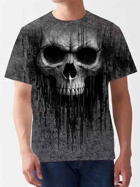 Horror Skull Head Mens Short Sleeve Crew Neck T-Shirts