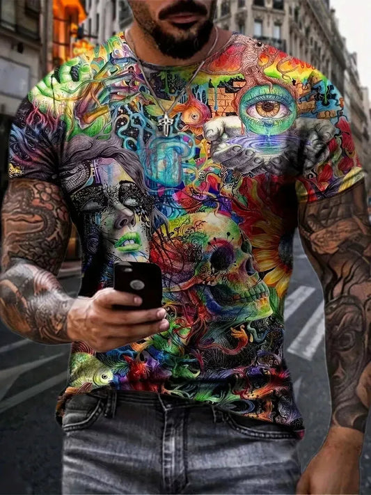 Men's Colorful Astral Quantum Graphic T-Shirt