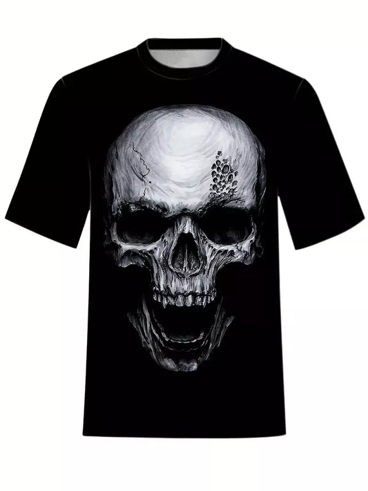 Skull head black 3D graphic T-Shirt