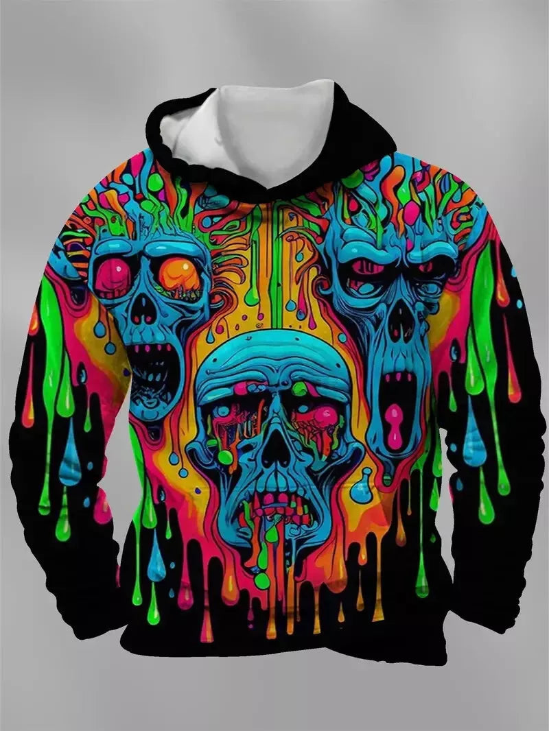 Dead Zombie Neon Hoodie, Mens, Womens, Sweatshirt, Gothic, Halloween, Graffiti