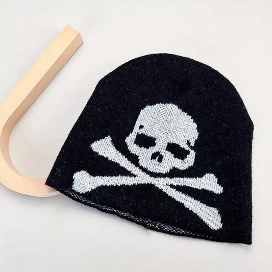 Black Skull Beanie Unisex Knit Hat