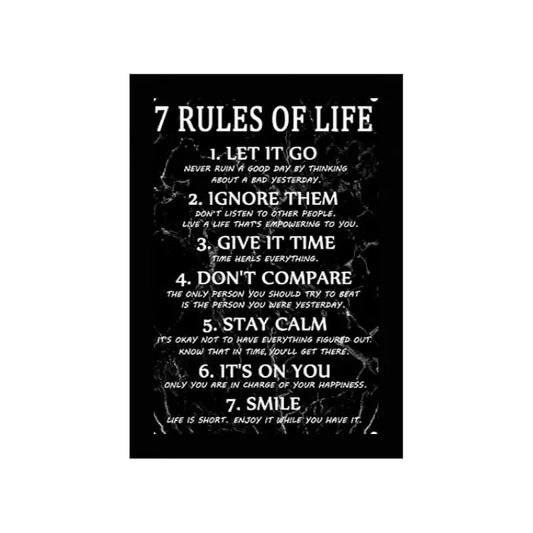 FRAME INCLUDED 8X12 Plaques & Signs Aluminum SIGN "7 RULES OF LIFE" Notable Quotes