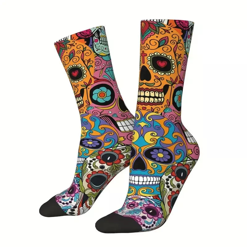 Candy Skull Graffiti Design Crew Socks