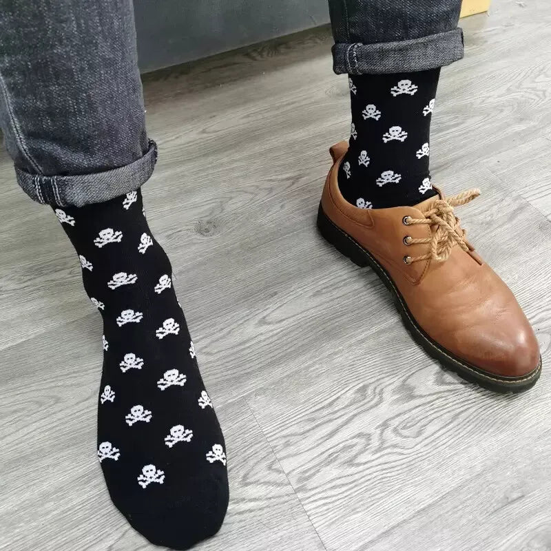 Skull Themed Socks Casual Mens Crew Comfortable